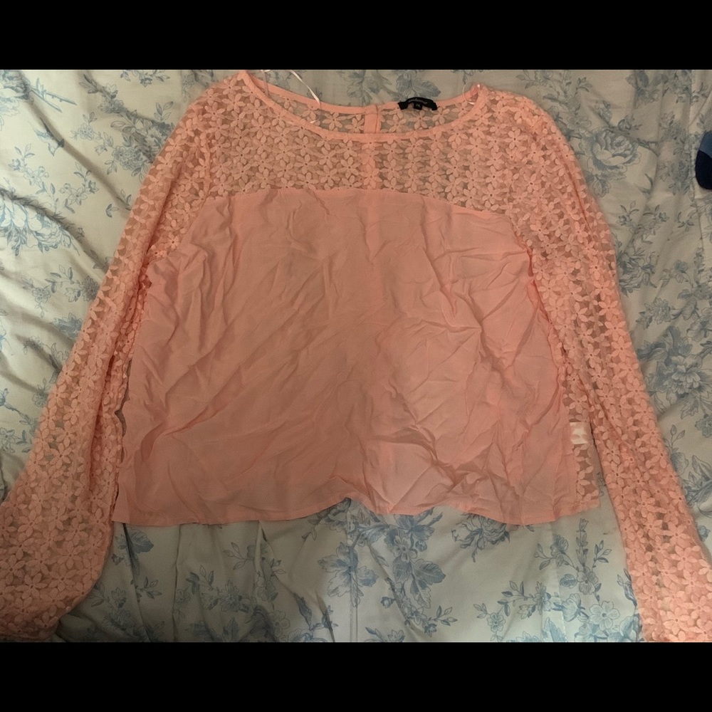 Coral lace blouse